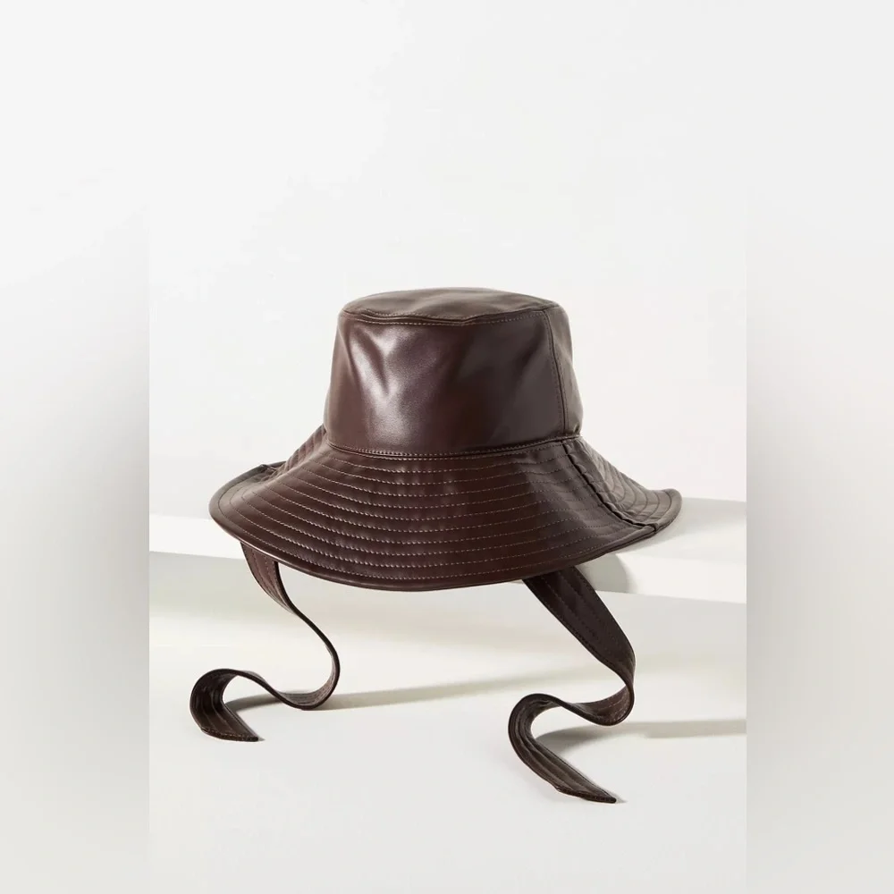 Anthropologie Faux Leather Strap Bucket Hat NWT - Picture 1 of 5